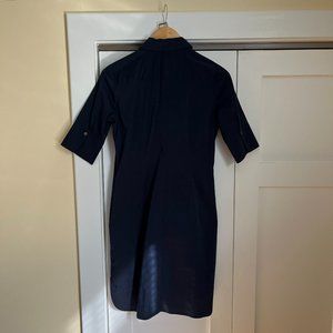 White House Black Market - Navy Belted Shirt Dress - Size 4